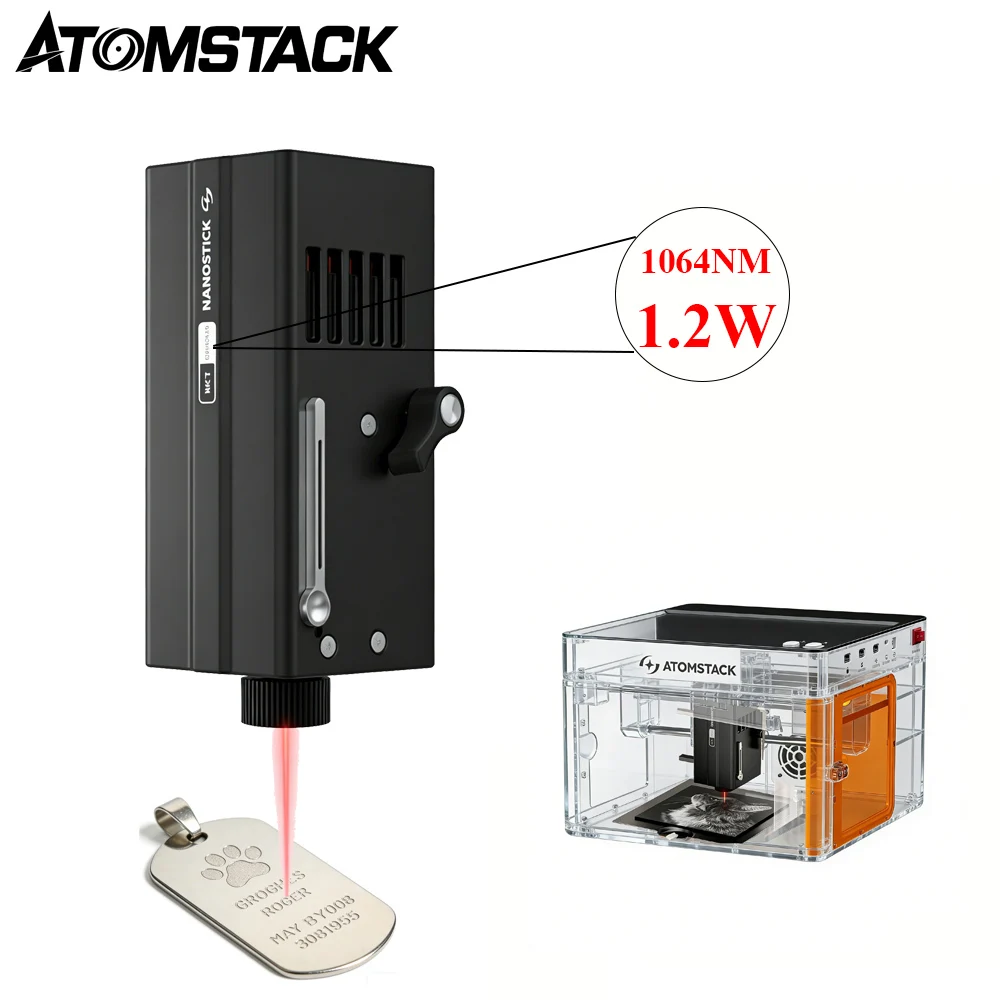Atomstack 1,2W 1064nm Infrarot-Lasermodul für P1 Lasergravurmaschine auf Metall, Kunststoff, Acryl, Schmuck, Gold, Silber, ABS