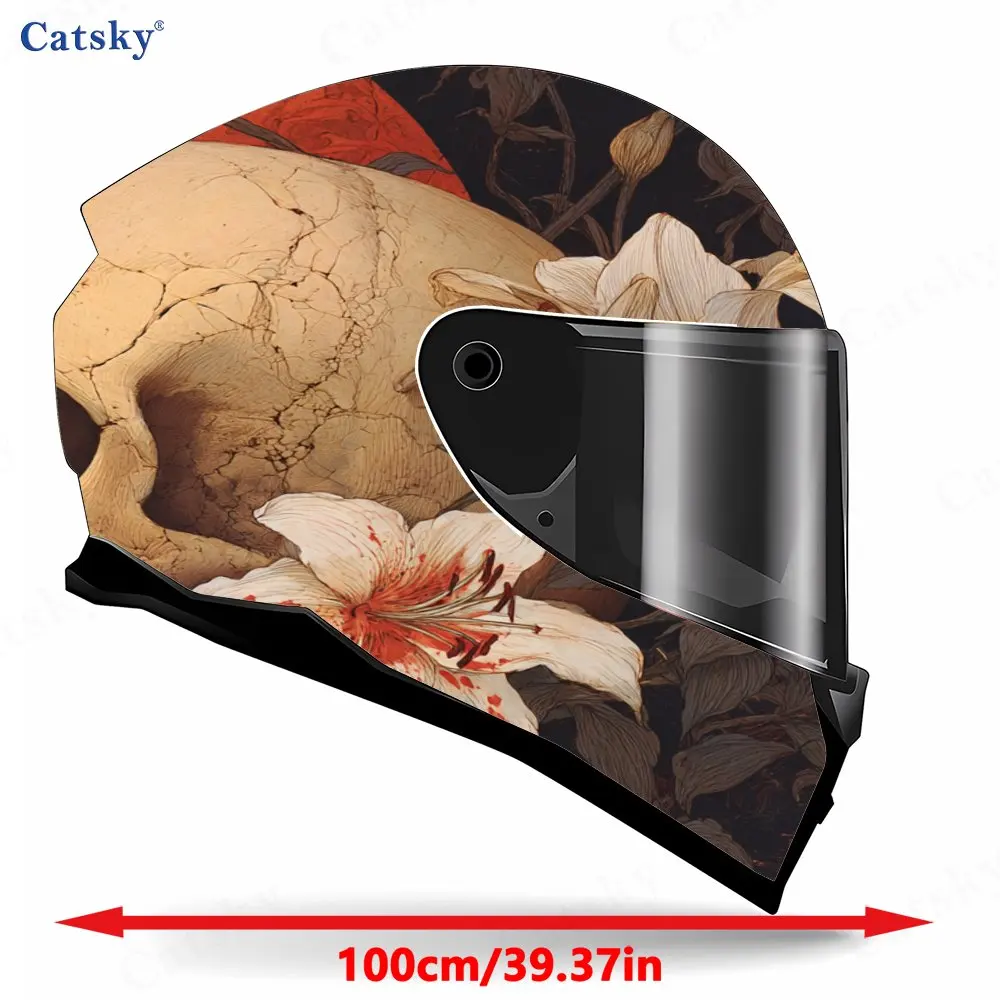 Skull and Lily PVC material self adhesive waterproof motorcycle helmet sticker, paste firmly and do not fall, waterproof and wea