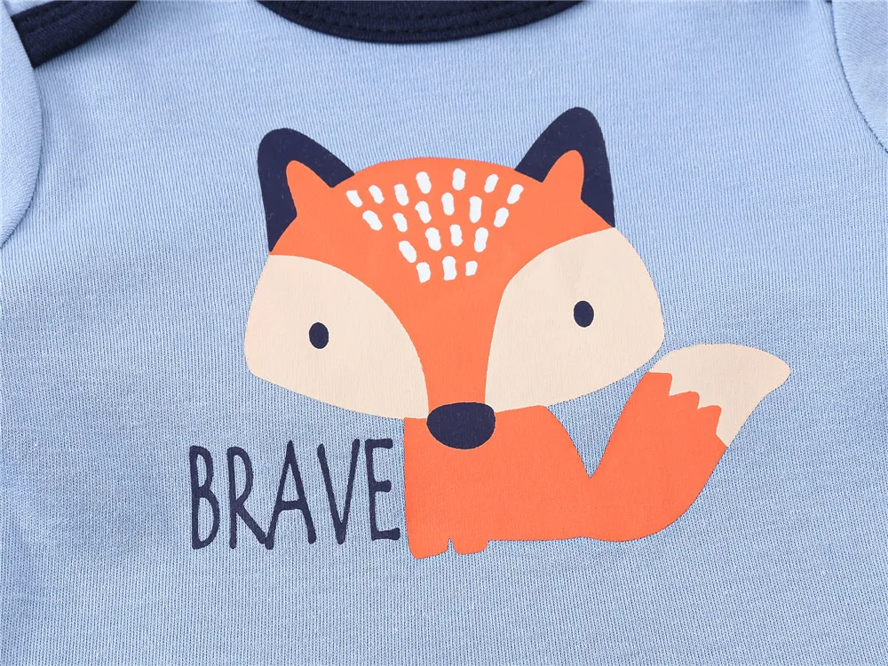 2024 Newborn Baby Boy Clothes Cool Fox Print 0-24 Months Full Sleev O-Neck Outwear 100% Cotton Autumn Spring Clothing