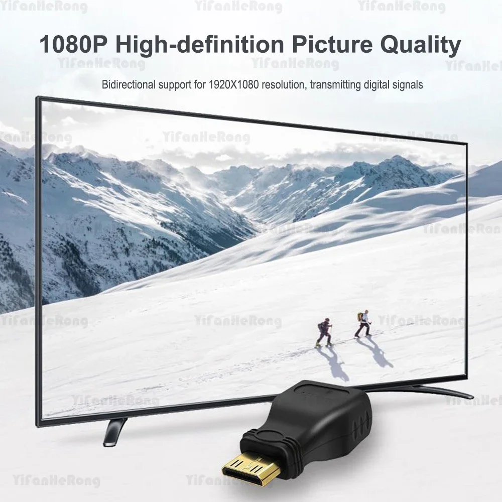 Mini adaptador compatible con HDMI chapado en oro Mini HDMI macho a HDMI hembra adaptador HD 1080P para cámara tableta