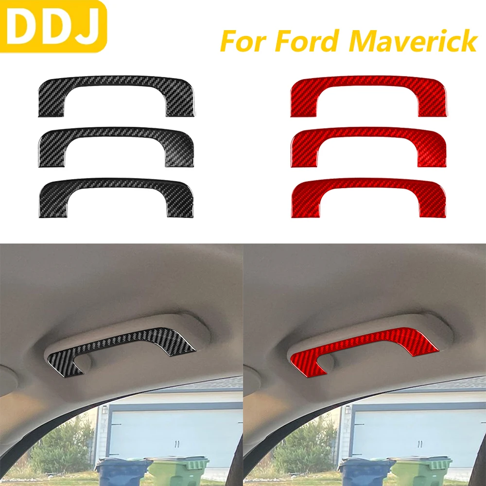 

Для Ford Maverick 2022 2023 2024 2025 из настоящего углеродного волокна, ручка на крышу, накладка на панель, автомобильные аксессуары, наклейка для украшения интерьера