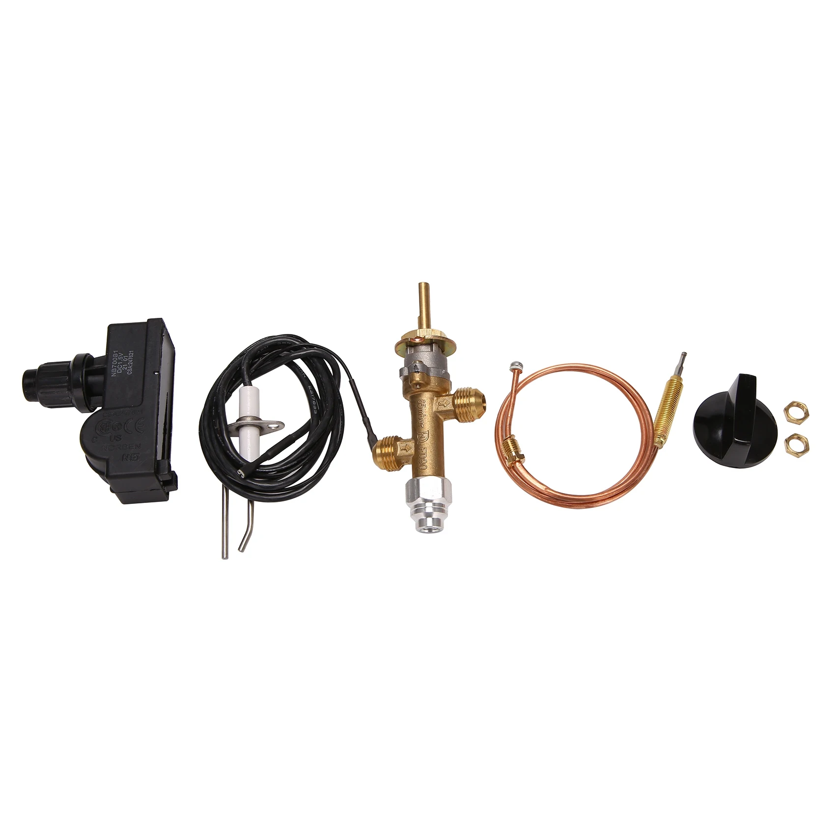 Low Pressure LPG Propane Gas Fireplace Fire Pit Control Valve Kit, Push Button Ignition Kit for Gas Grill, Heater