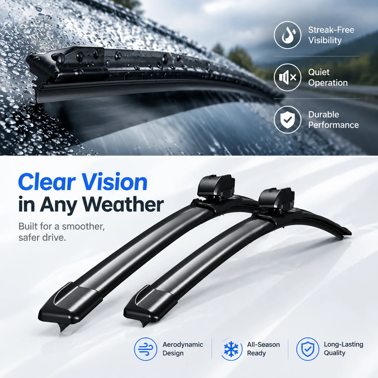 For Honda Freed 2024-2025 Auto Front Windshield Wipers High Steel Frame UV Resistant Silent Replacement Wiper Blades 6