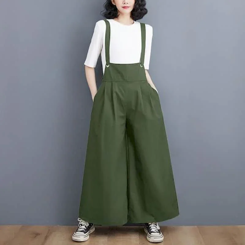 

Pop Linen Playsuits Women Casual Loose One Piece Outfit Women Korean Fashion Jumpsuits Cross Pants Overalls For Women Clothes