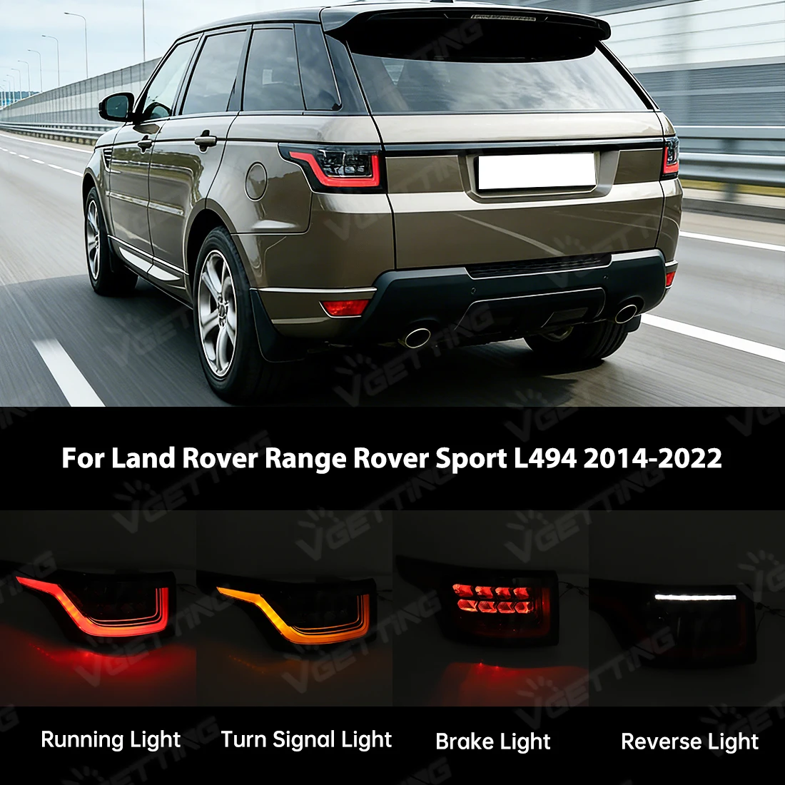 For Land Rover Range Rover Sport L494 2014-2022 Car LED Tail Light Assembly Turn Signal Rear Reverse Brake Lamp Running Light