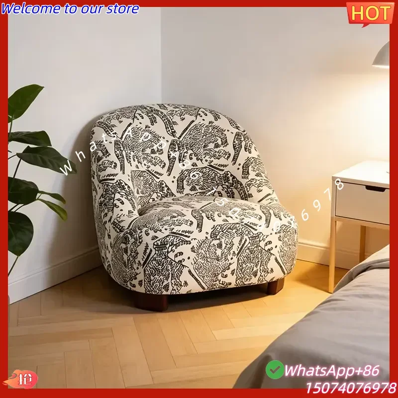 2026New Modern French Retro Style Single Tiger Mountain Fabric & Ash Wood Accent Living Room Chair for Home Hotel