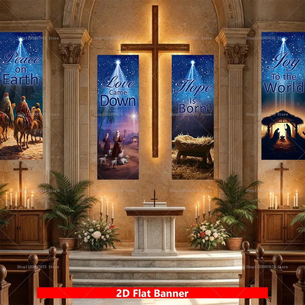 4 قطعة ثلاثة الحكيمة الرجال ركوب الجمل زينة حفلة عيد الميلاد التصوير خلفية راية كابينة تصوير الدعائم جدار الكنيسة ديكور #4