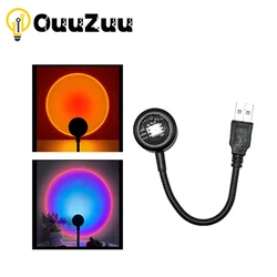 OuuZuu USB Sunset Lamp LED Rainbow Neon Night Light Projector Photography Wall Atmosphere Lighting For Bedroom Decoration