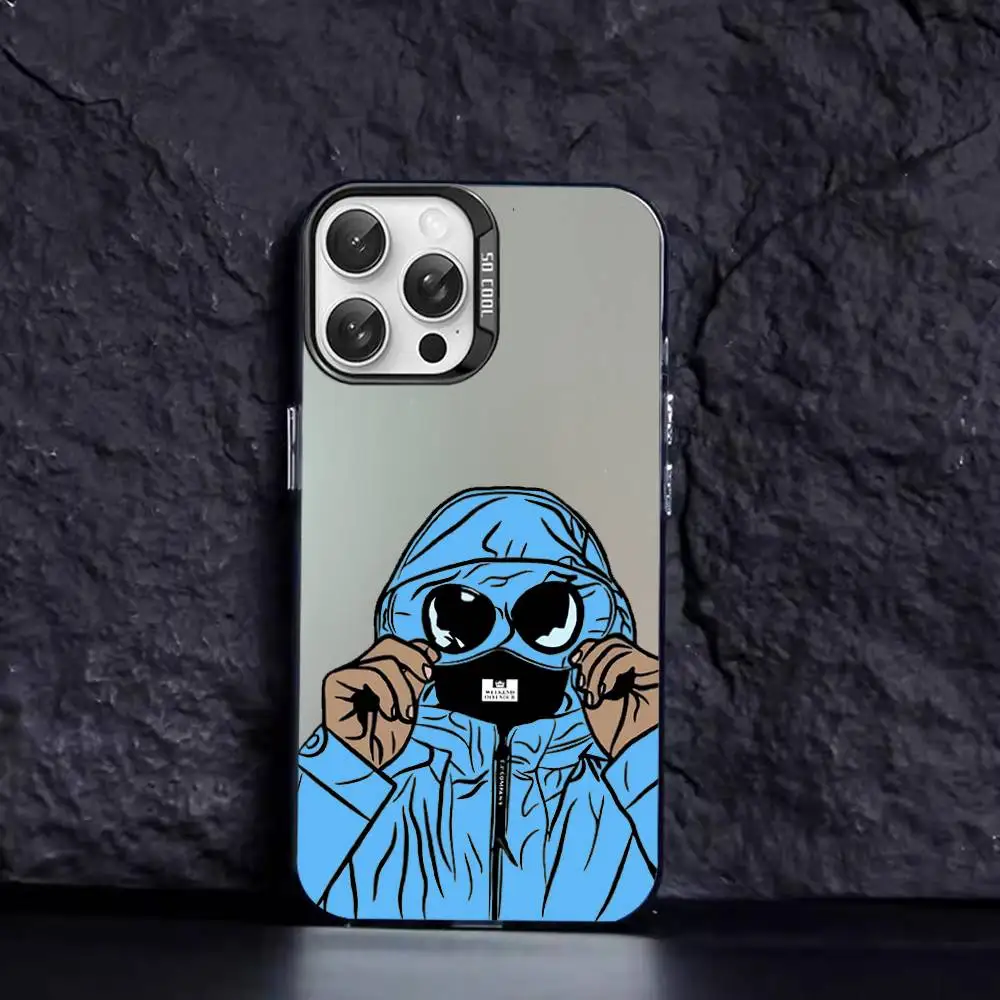 Funda de teléfono con personaje enmascarado para iPhone 16 15 14 13 12 11 Pro Max X XR XSMAX 8 7 Plus, cubierta mate a prueba de golpes trasera anticaída