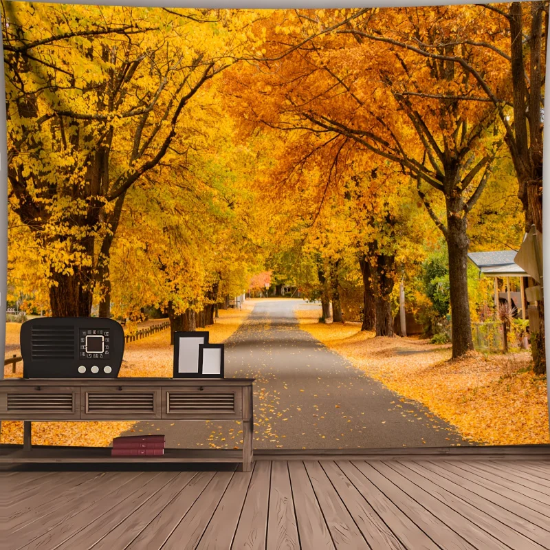 Autumn Grove Road Landscape Ba - Home Office Background recension och pris