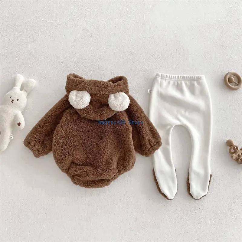 Y4UD Lovely Baby Clothing Set For Indoor and Outdoor Activity Newborns Jumpsuit Long Sleeved with Matching Pantyhose