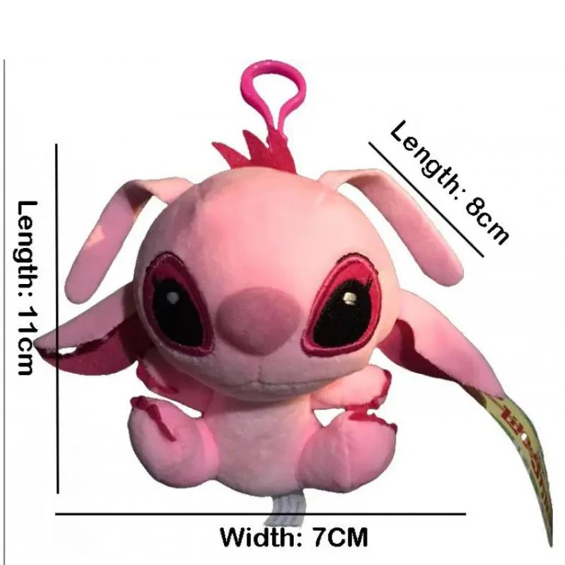 Poupées en peluche Disney Stitch pour enfants, jouets ange, modèles de dessin animé, porte-clés, sacs à dos mignons, pendentif en fourrure, ornements de confrontation, cadeau