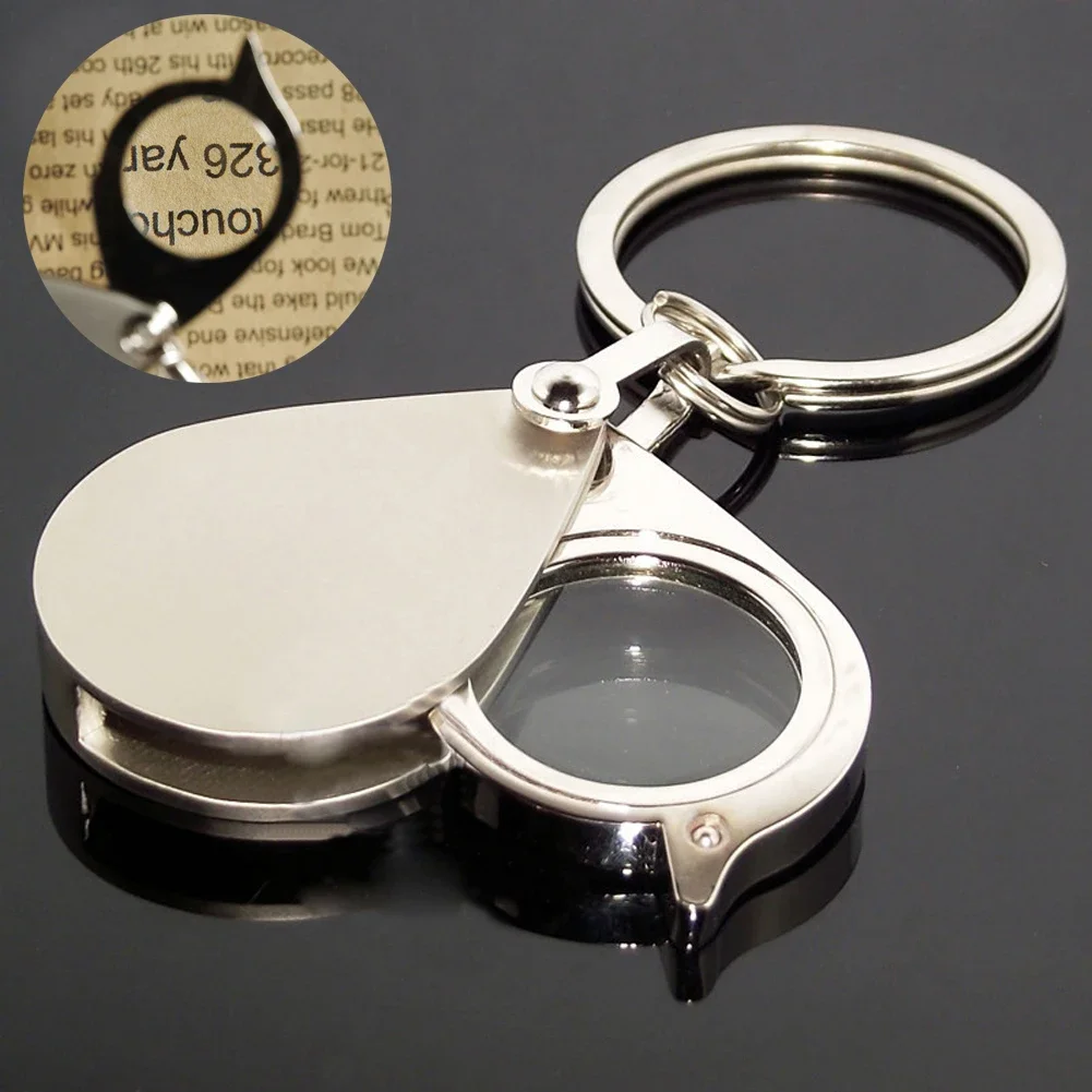 15X Portable Folding Key Ring Mini Magnifier Key Chain Magnifying Durable Glass Loupe Pocket Tool Holiday Gift Supplies New