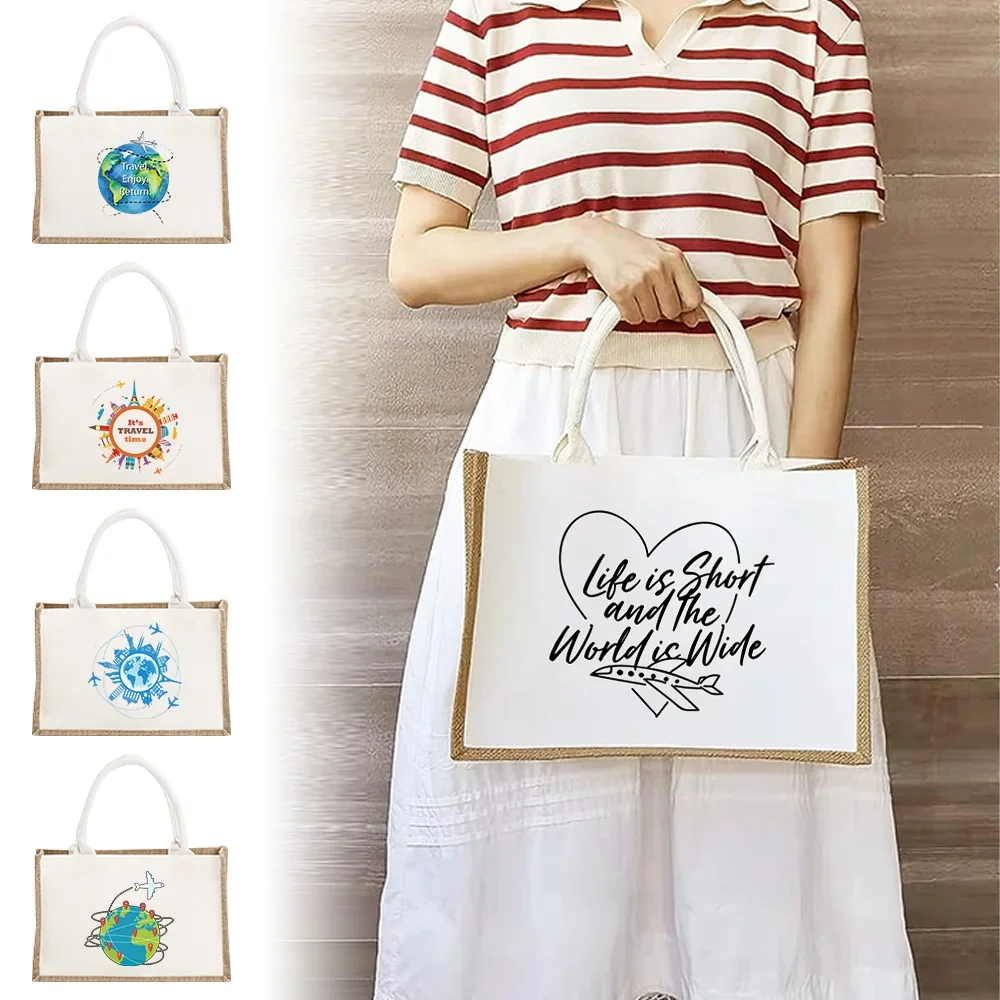 Shopper Bag Canvas Tote Bags Travel Pattern Series Bridesmaid Party Gifts Jute Shopper Bags Taylor Merch Fashion Large Tote Bag