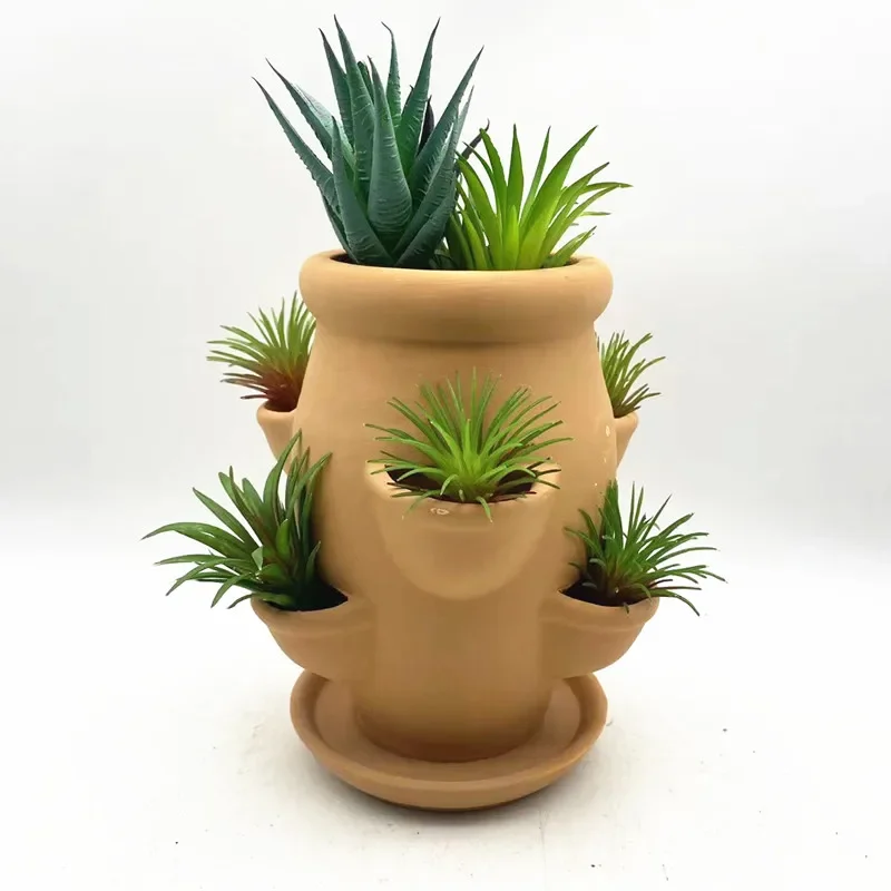 Strawberry Planter Pot Terracotta Strawberry Planter Flower Pot Vertical Flowerpot Container with Tray Gardening Accessories