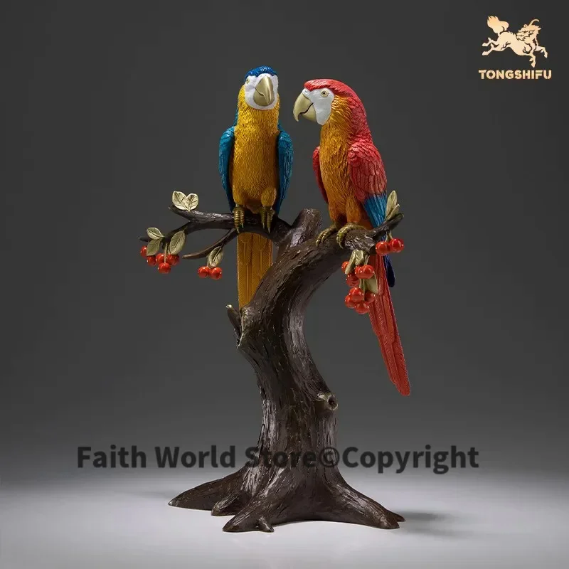 Amazing ART 2025 HOME Company BAR good luck Love symbol Decoration High grade copper Auspicious Parrot birds sculpture