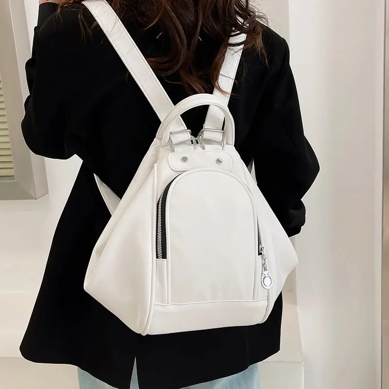 Commuter Simple Solid Color Backpack Bag Women\'s Light Luxury Niche Fashion All Matching Texture Multi-purpose Oblique Span Bag