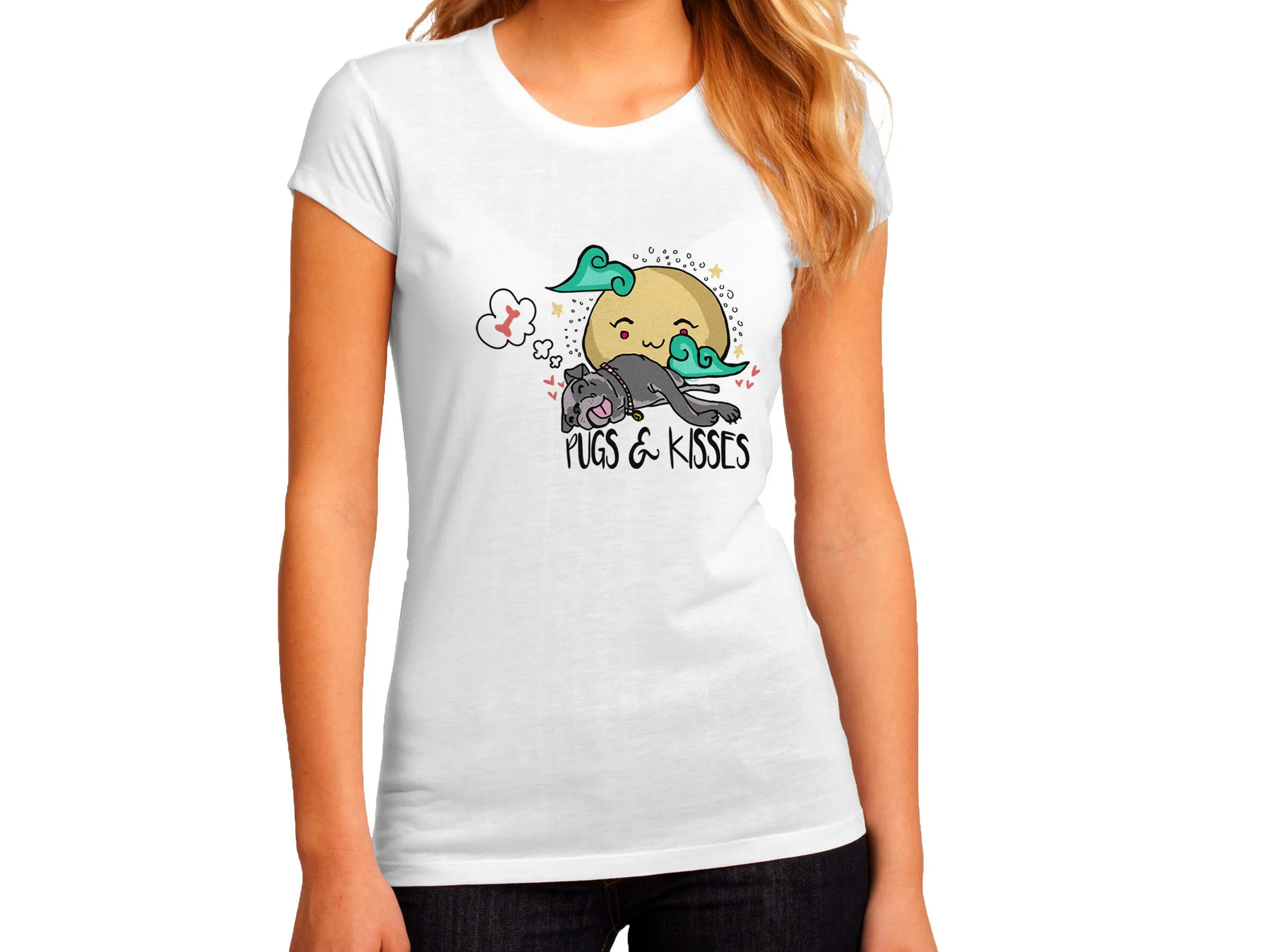 Pugs And Kisses Womens T Shirt Pug Lover For Cute Sleeping Saying Mama Love