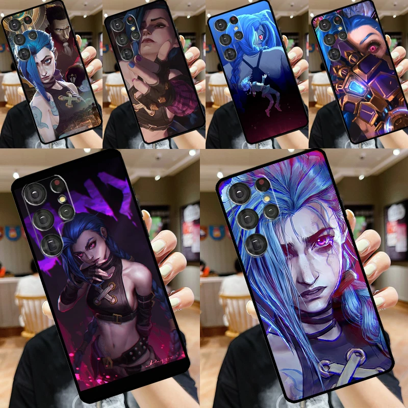 Arcane Jinx Anime Case For Samsung Galaxy S23 Ultra S22 S20 S21 FE Note 10 20 Ultra S8 S9 S10 S24 Plus Cover