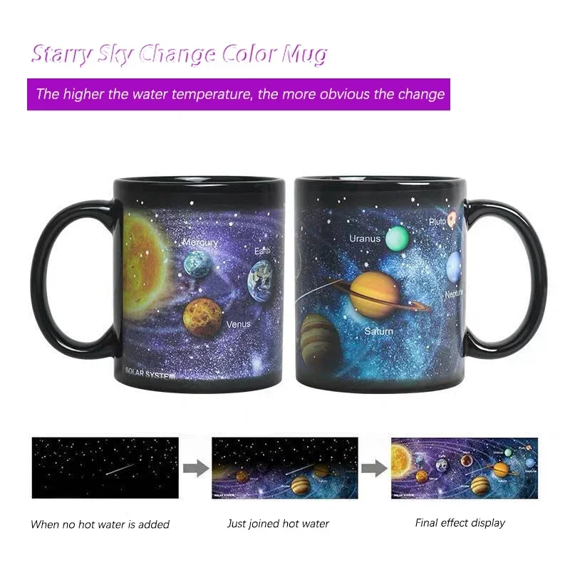 Creative Ceramic Mug Color Changing Mug Heat Revealing Coffee Cup Friends Gift Student Breakfast Tumbler Star