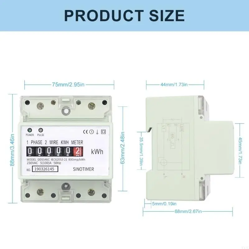 WXTC Space Saving DIN Energy Meter With Clear Digital Display Suitable For Accurate Reading Precise Power Usage Tracking