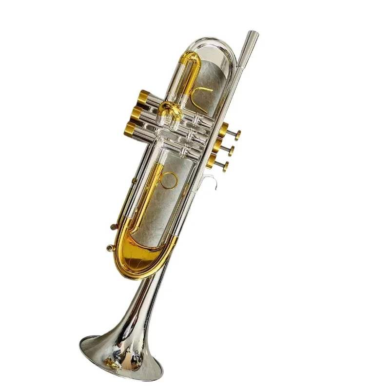 

Real Pictures Bb Tune Trumpet Sliver Plated Brass Keys Professional Brass Instrument With Case Mouthpiece Free Shipping