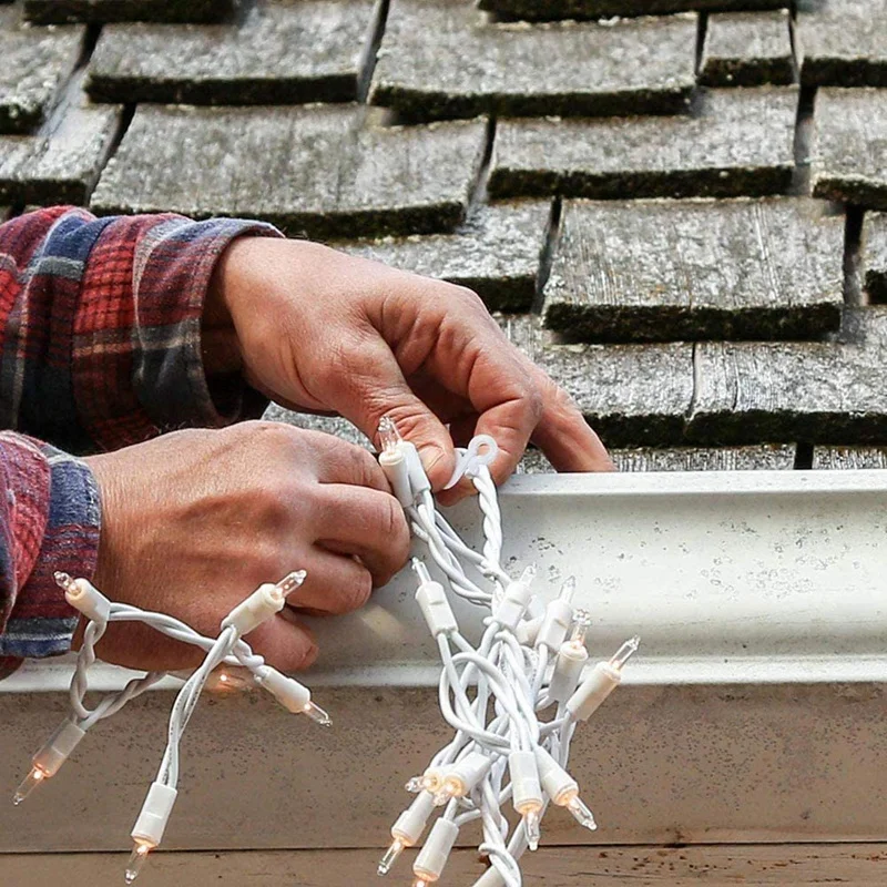 115Pcs Outdoor Mini Gutter Hooks, S Clips Hangers For Christmas Xmas Icicle Fairy String Lights Tile Roof