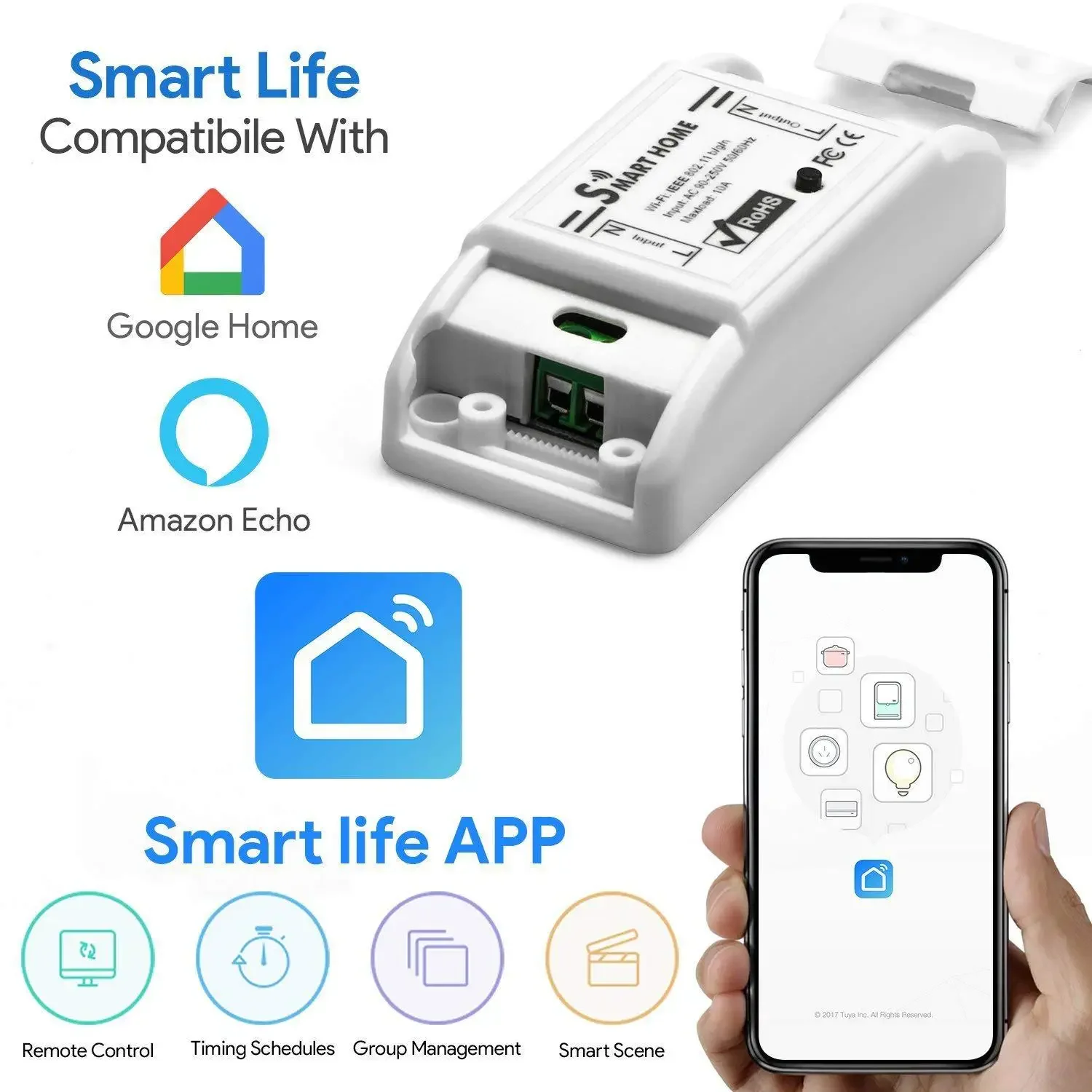 

WiFi Smart Switch Relay Universal Breaker Timer APP Wireless Remote Control Automation Works With Alexa Google Home Alice