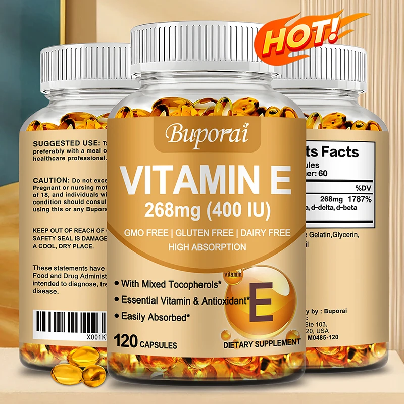 Vitamin E Capsules Helps Blood Birculation and Antioxidant & Brightens Skin Tone Daily Vitamin Supplement Beauty Health