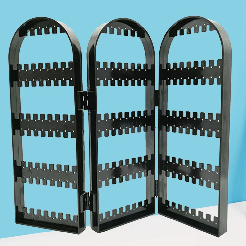

Earring Holder Folding Plastic Stand Ear Stud Display Screen for Earring Jewelry (Three Parts Black)