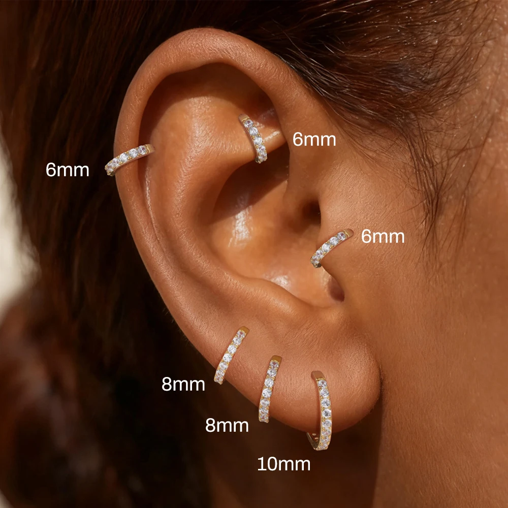 CANNER 925 Sterling Silver Ball/Twists thread Circle Earrings For Women Bone Earlobe 6/8/10mm Piercing Tragus Party Jewerly Gift