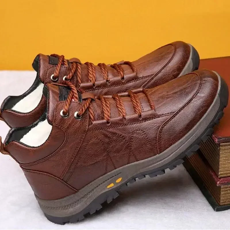 Winter Winter New Men's Boots Keep Warm Mens Cotton Shoes High Top Plush Hiking Shoes Comfortable Lace Up Men Sneakers Wear Resistant - Aliexpress Deal