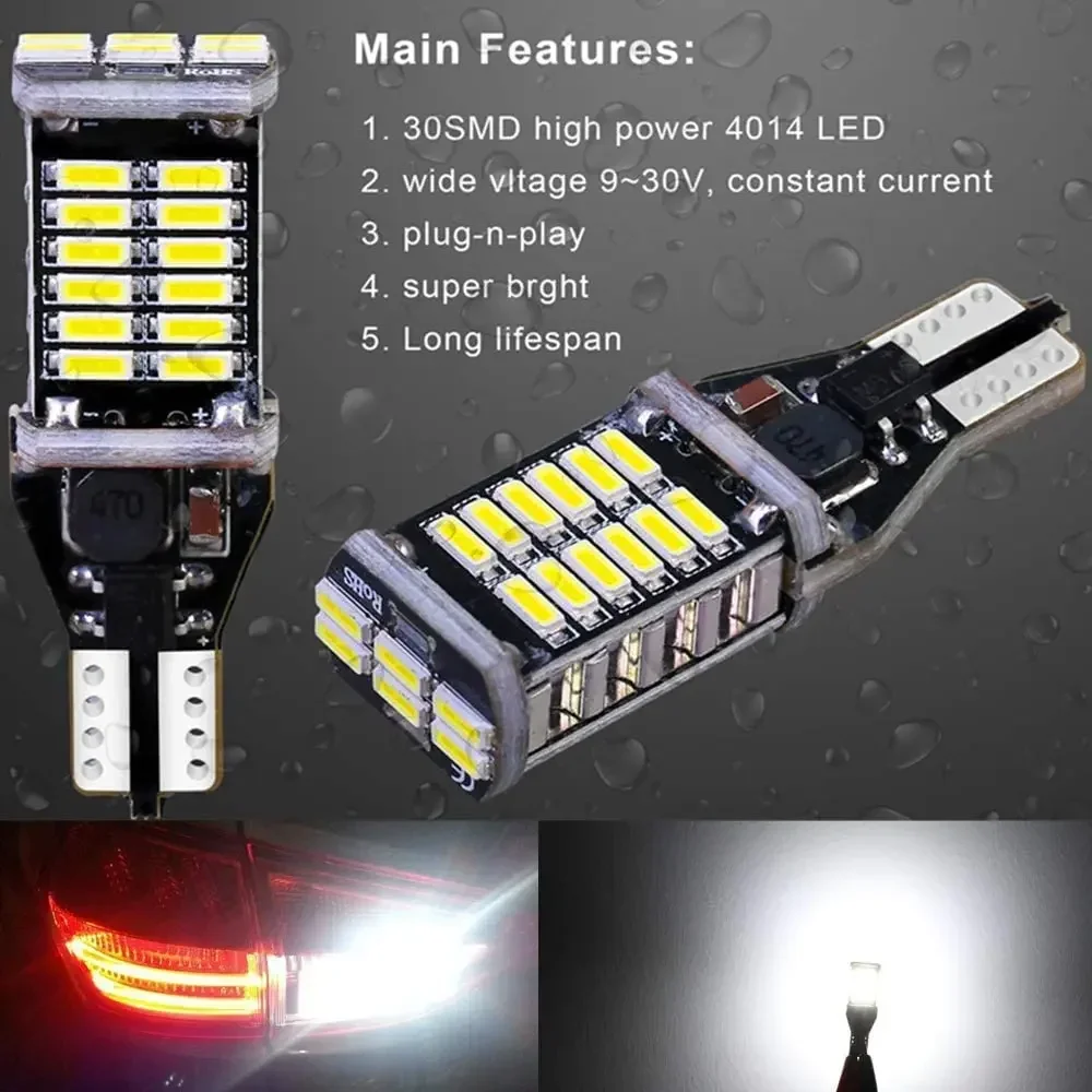 

912 921 LED Reverse Lights Bulbs, 6000K Xenon White CANBUS T10 T15 906 W16W 922 Back-up, Cargo Lights Replacement,4014-30SMD