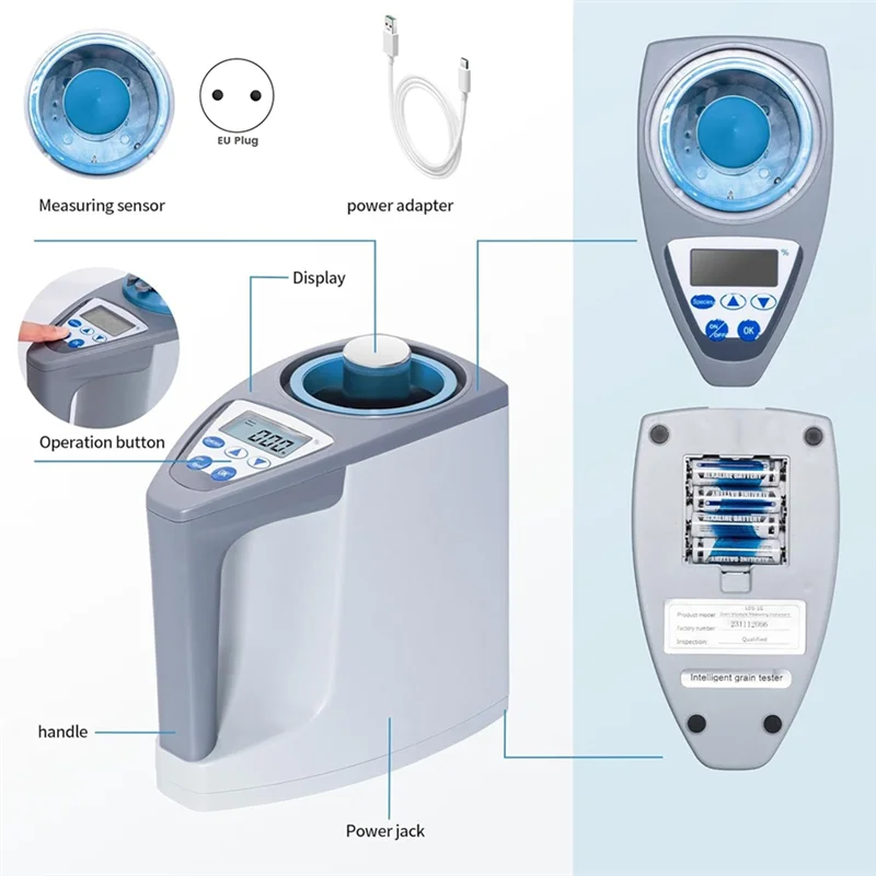 LDS-1G Automatische Digitale Getreide Feuchtigkeit Tester Getreide Mais Weizen Feuchtigkeit Feuchtigkeit Gauge Meter Tester Detektor EU Stecker