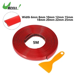Uxcell 5M Window Chrome Trim Strip Universal for Car Bumper Door Body Self Adhesive Decorative Sticker Self-Adhesive Strip Red