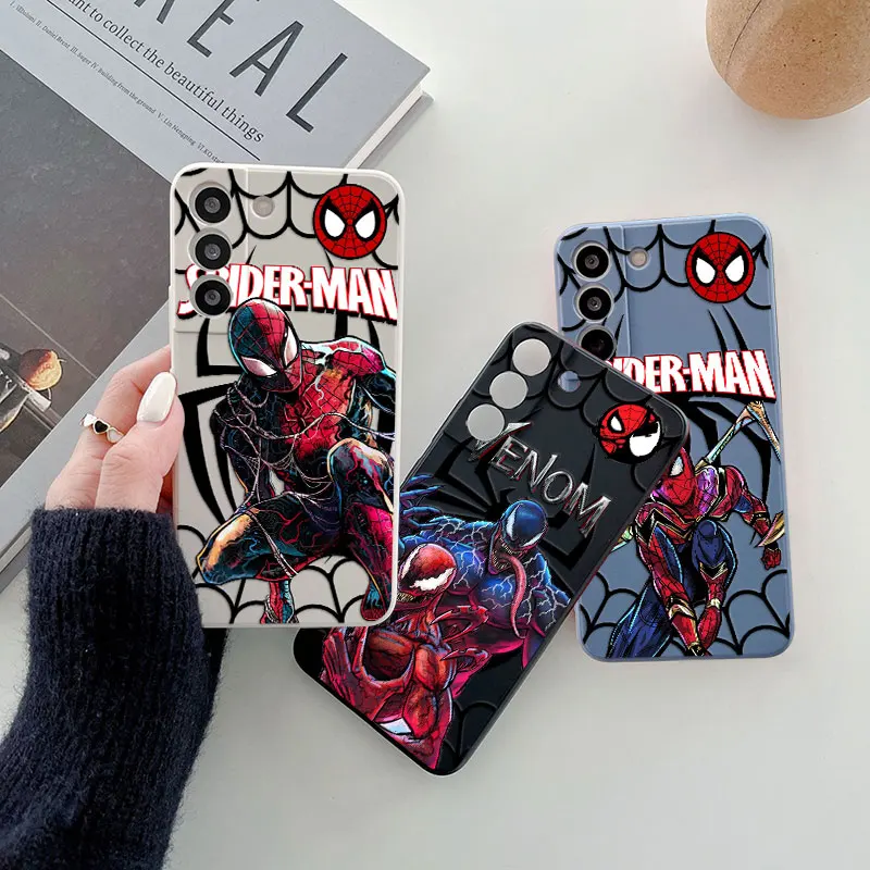 Marvel Spderman Venom Phone Case For Samsung Galaxy S24 Ultra S23 S22 Plus S21 S20 FE S10 S24Ultra Fundas Liquid Silicone Cover