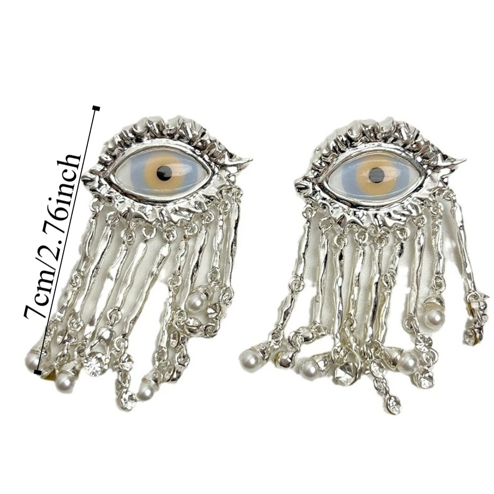 الجمالية اللؤلؤ عيون شيطان قرط الاذن المرصع خمر العصرية الشيطان العين أقراط شرابات حساسة الشيطان العين الدائري سيدة بنات #6