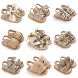 Summer casual sandals with golden theme fashionable and classic baby girl shoes comfortable and non slip baby walking shoes