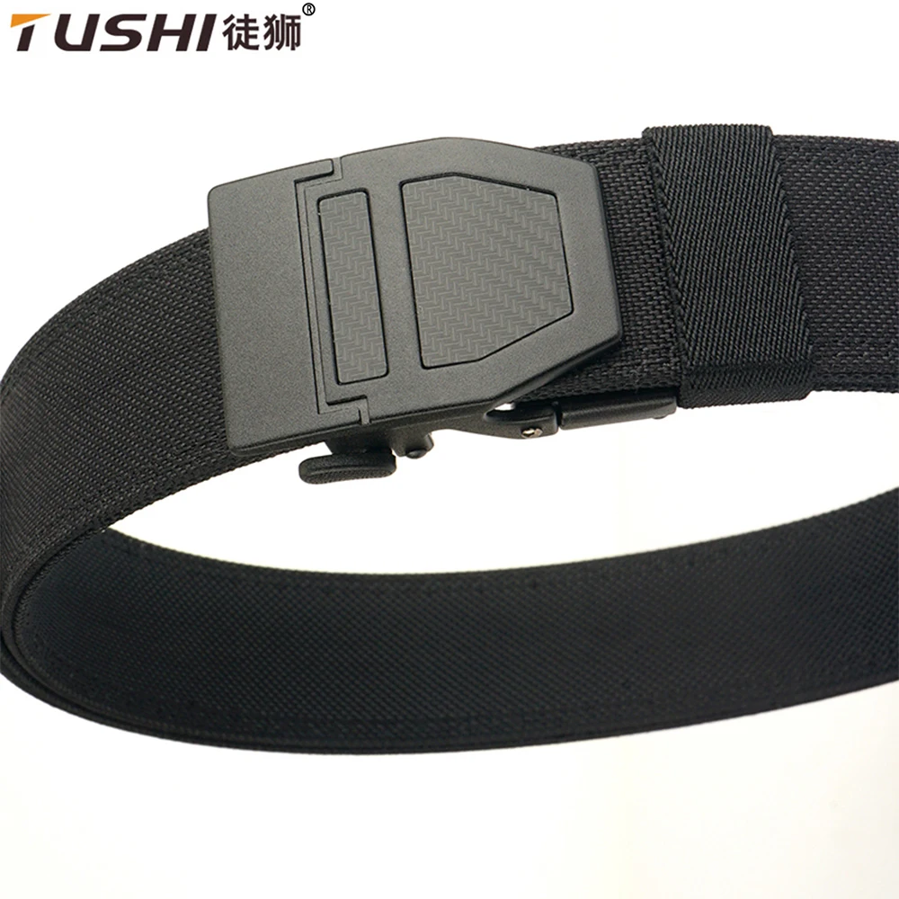 TUSHI Belt Rigid Trouser Tactical Belt for Men Metal Buckle Quick Release Military Belt Thick Nylon Casual Gun Belt Male Girdle