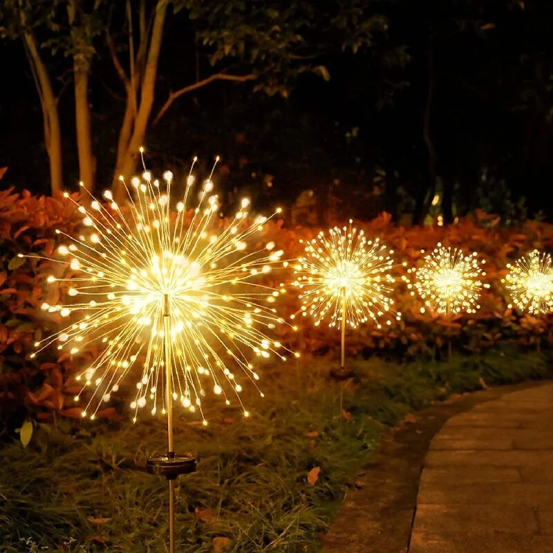 Waterproof LED Fairy Lights Solar Powered Dandelion Flash String for Outdoor Garden Lawn Landscape Decor