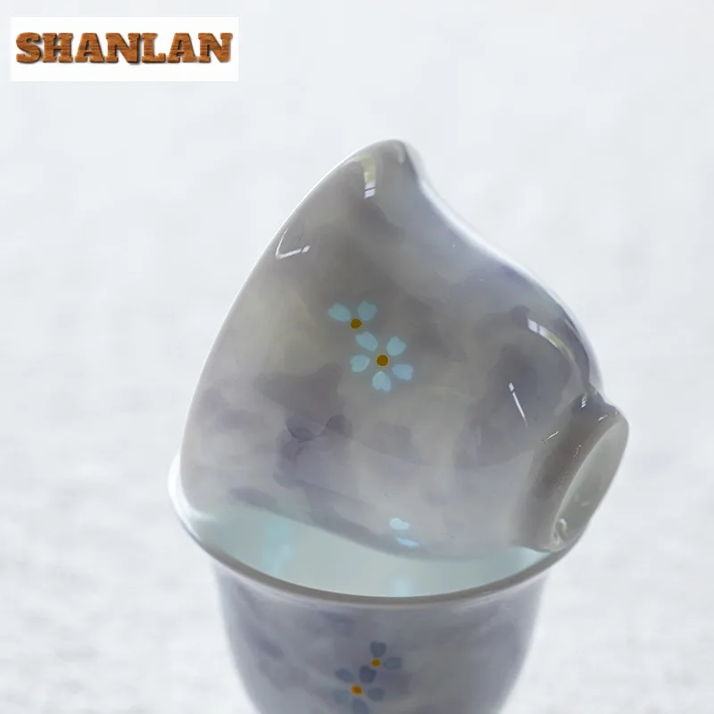 2 قطعة/الوحدة رسمت باليد زهرة الأرجواني فنجان الشاي وعاء الشاي الأنيق الشاي زوج الشاي تذوق العطر كوب Chazhan ماستر أكواب Teaware 45 مللي