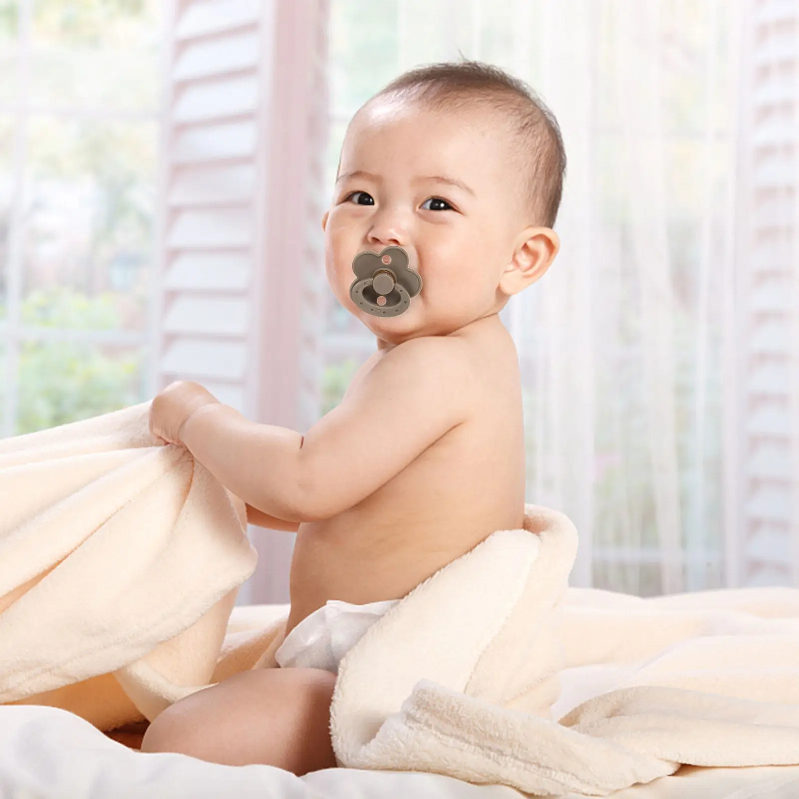 

2Pcs Bib Pacifier Silicone Newborn Pacifier Infant Baby Toddler Flower Shape Soothing Silicone Pacifiers Baby Supply