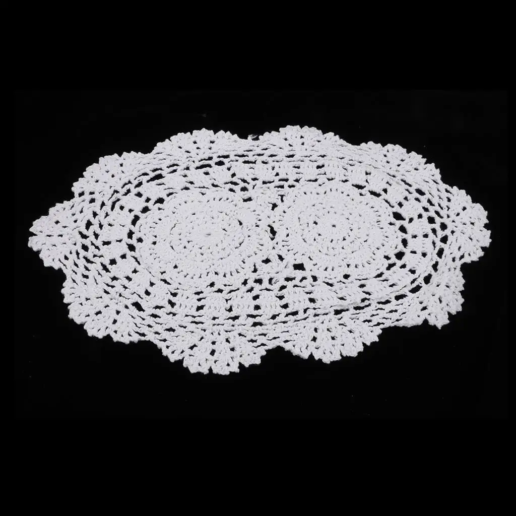 Handmade Crochet Lace Placemats Doilies, Oval, White, 15 x 11 inch, Shop Table Design Decorative Crafts Home