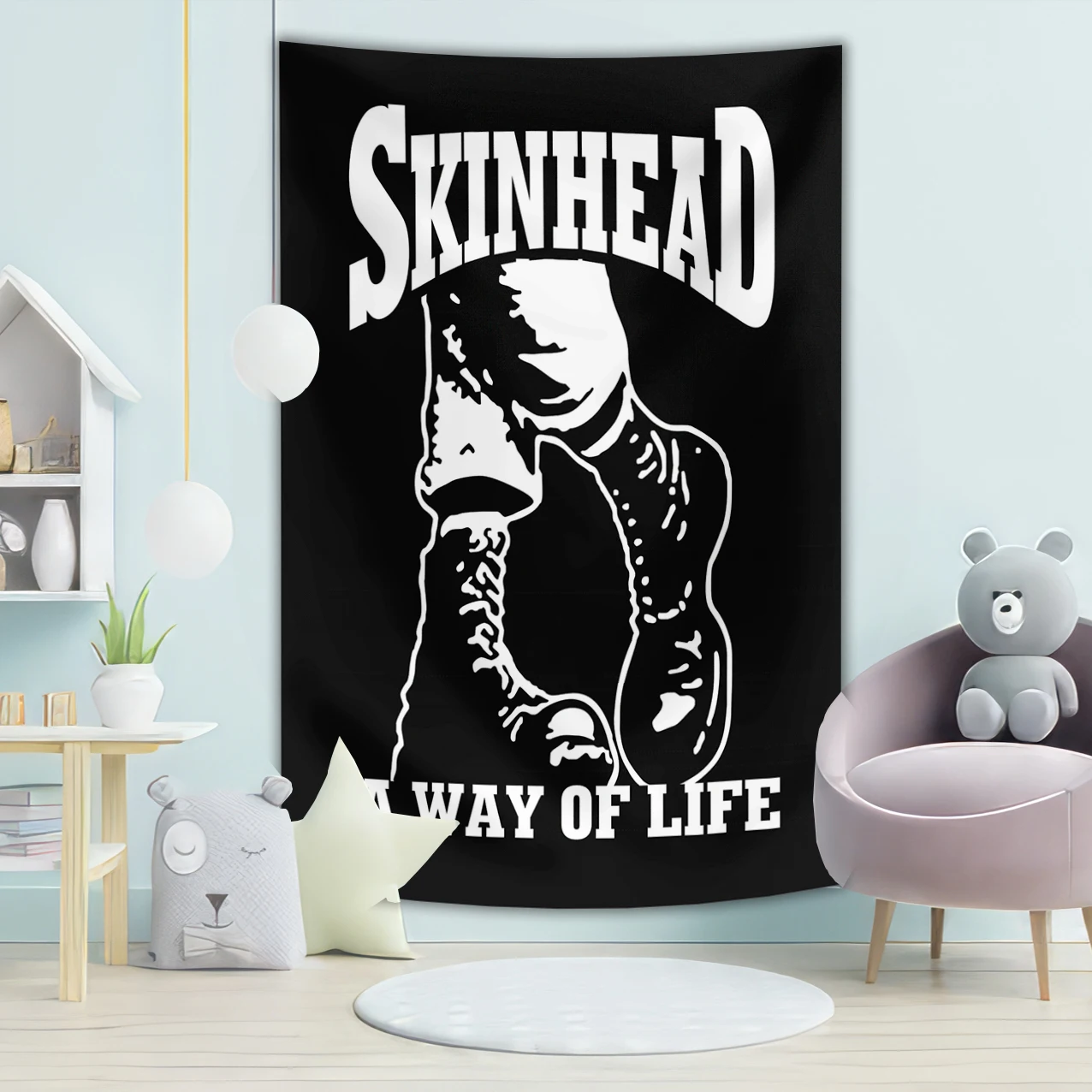 90x150cm SKINHEAD A WAY OF LIFE Retro Art Tapestry bohemian decor room decor aesthetic