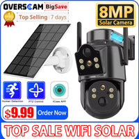 4k 8MP Solar Camera With Built-in Battery Dual Lens WIFI IP Camera PIR Human Detection Night Vision Security Surveillance ICSEE