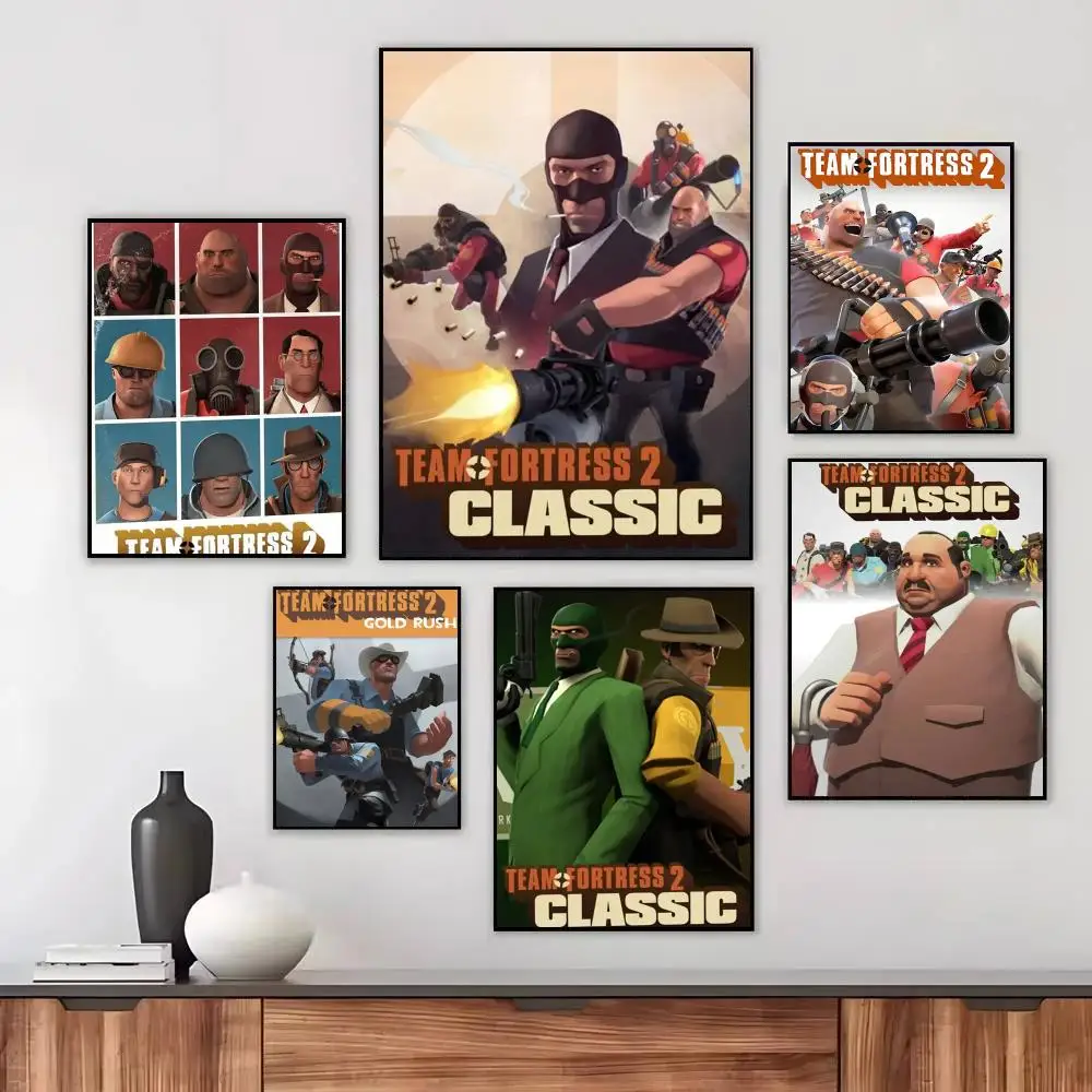 Game T-Team Fortress Poster Wall Art Printed Decor Sticker Stylish Home Gift for Living Room Bedroom Corridor Cafe
