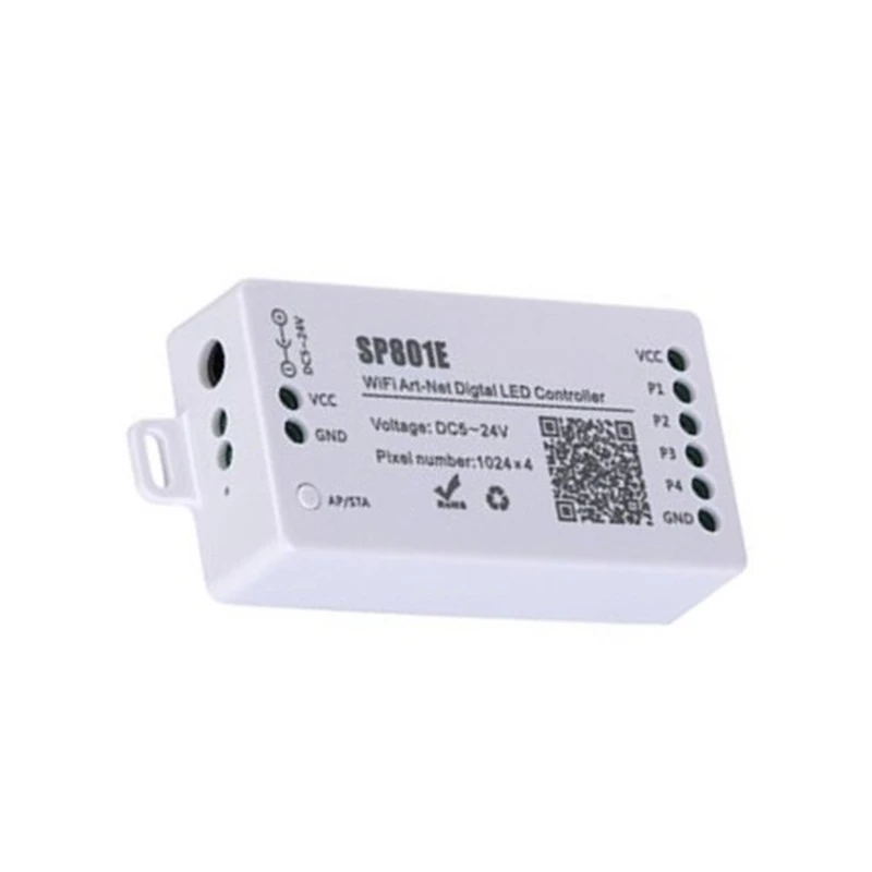 SP801E Wifi Art-Net kontroler LED moduł panelu matrycowego LED WS2812B WS2811 listwa oświetleniowa sterowanie bezprzewodowe DC5-24V