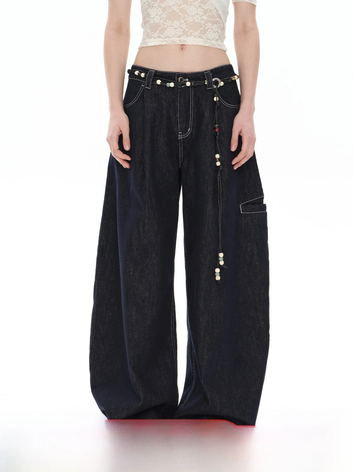 

Джинсы Goosfir Original Design, летние, новые, темно-синие, прямые, свободные, универсальные, широкие, повседневные, хлопковые, с завышенной талией