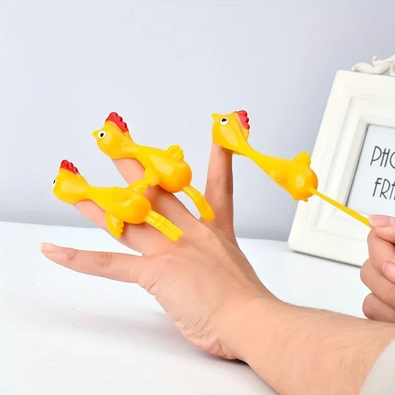 

3-Pack Catapult Toys Slingshot Chicken Light Finger Slingshot Chicken Finger Toys Decompression ToysAAA