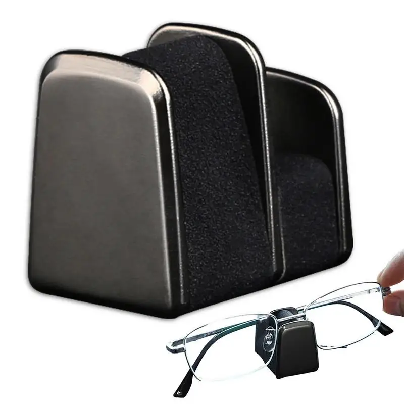 Car Glasses Holder Alloy Eye Glasses Holder Small Dashboard Sunglasses Holder For Car Nightstand Desk Accessories